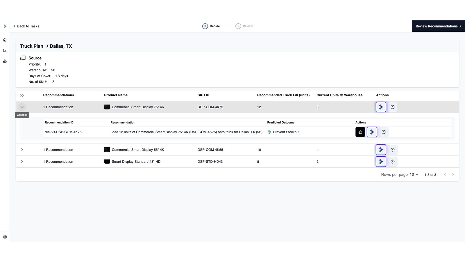 Kimaru Decision Model screen showing a recommendation, predicted outcome, and human review controls.